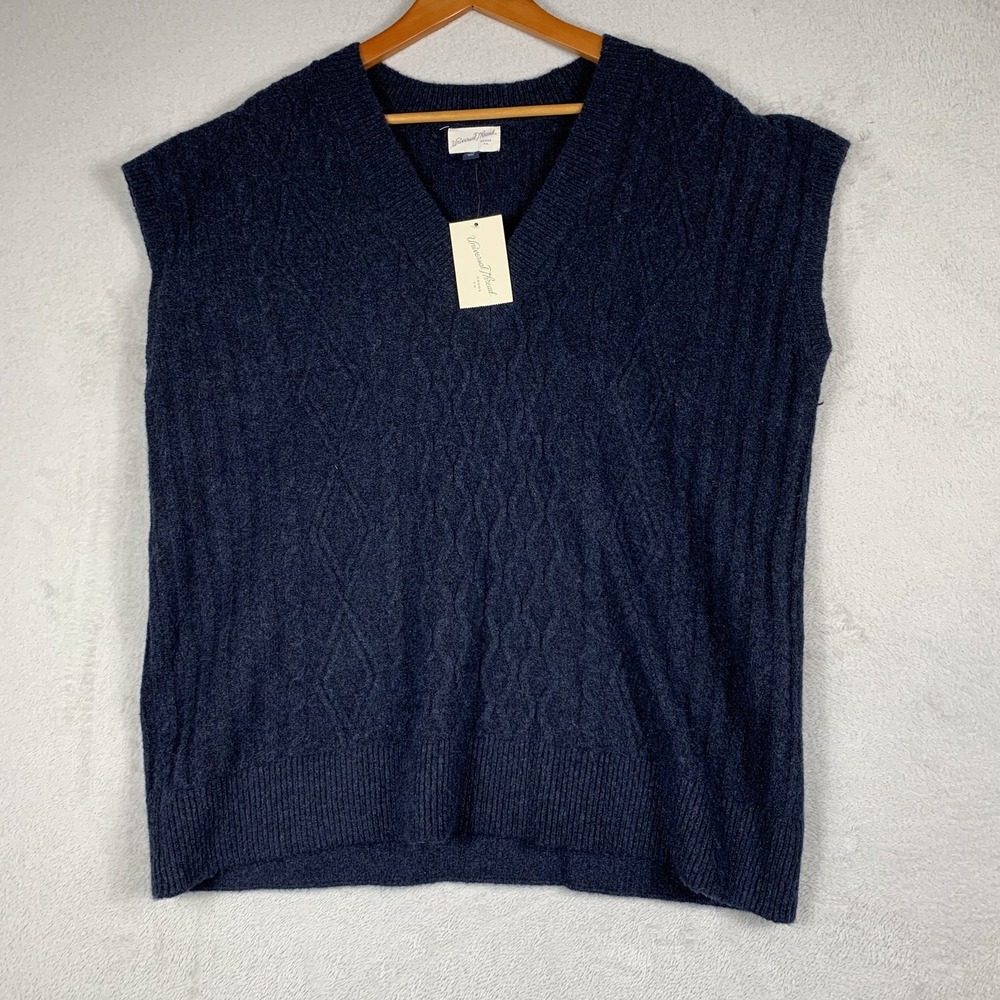 Universal Thread Sweater Vest Womens 2XL Blue V Neck Cable Knit Stretch NEW
